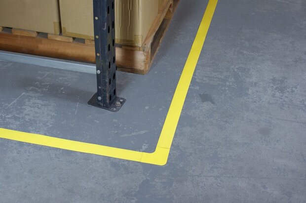 Vloermarkeringstape extra dun Thinstripe 50 mm geel-zwart