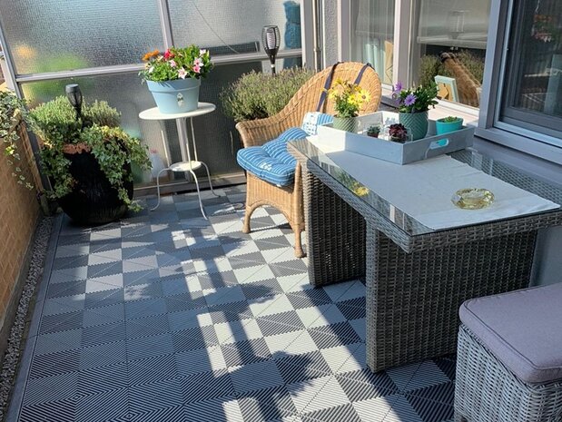 BoDeck Standard Balkonvloertegel &ndash; Open Drainage Kliktegel (PP)| Donkergrijs