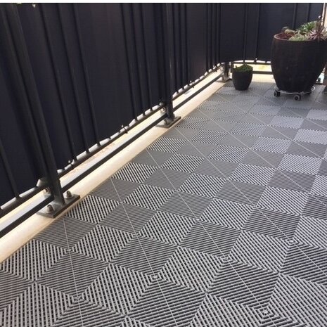 BoDeck Grid balkontegels 18 mm&ndash; open kliktegels | Wit-Alu