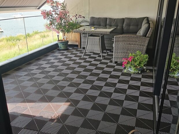 BoDeck Grid balkontegels 18 mm&ndash; open kliktegels | Donkergrijs
