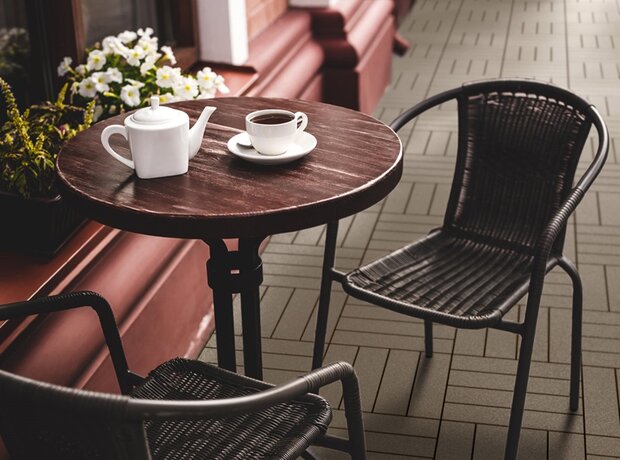 BoFudra balkonvloer 12 mm-houtlook- zwart