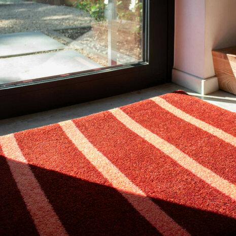 ColorStar- Lines- binnendeurmat-bruin-zalm-85x150 cm